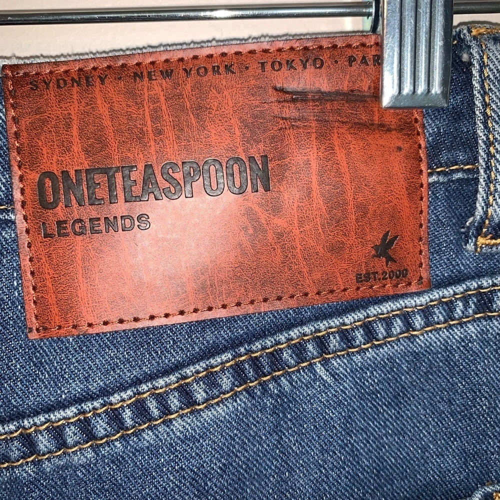 One Teaspoon Legends High Waist Straight Leg Denim Jeans Rodeo Blue 23 - Picture 11 of 13